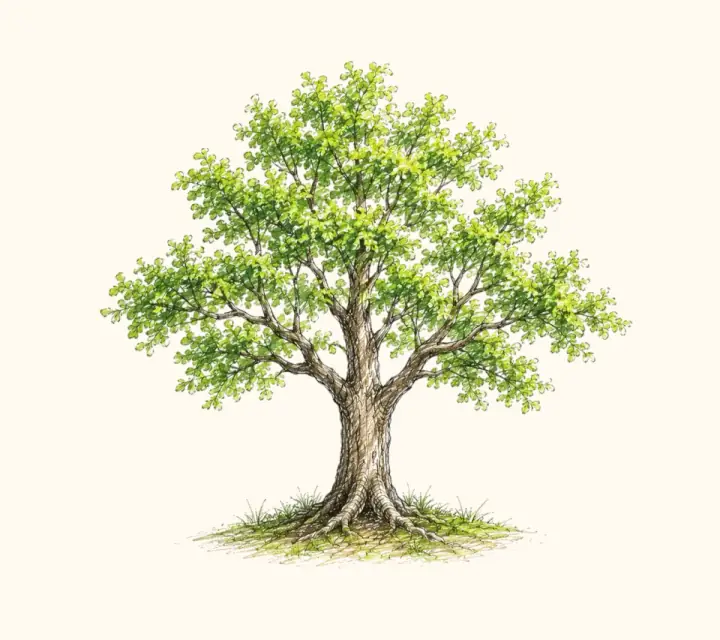 Colorful Tree Drawing logo and illustration